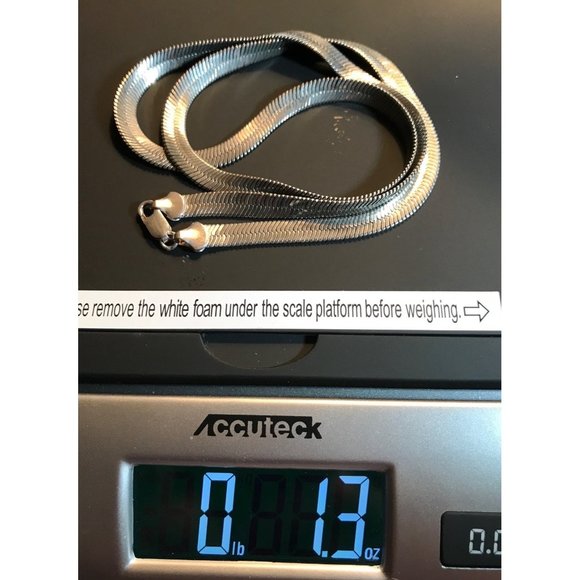 Necklace Thick Silver Vintage 925 Silver Thick 10MM 23 Inch Herringbone Chain - Picture 12 of 15